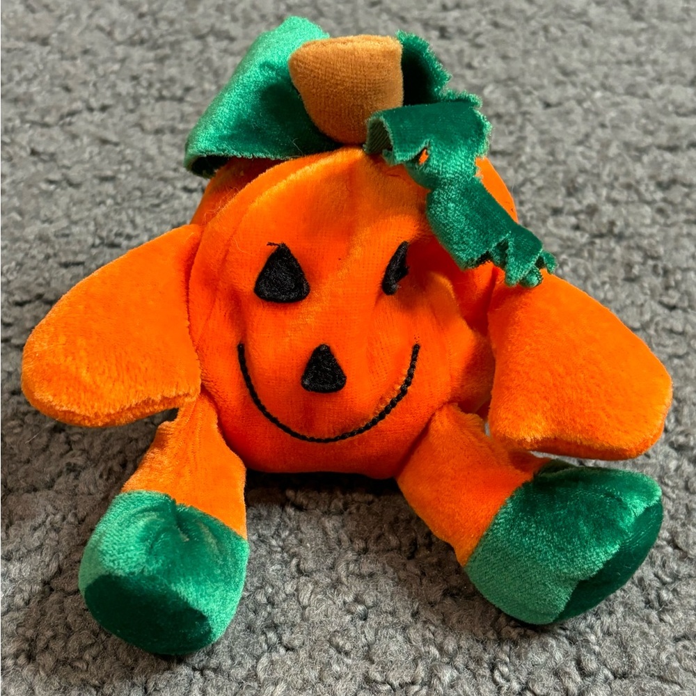 Vintage Dandee Pumpkin Jack O Lantern Halloween Bean Bag Plush